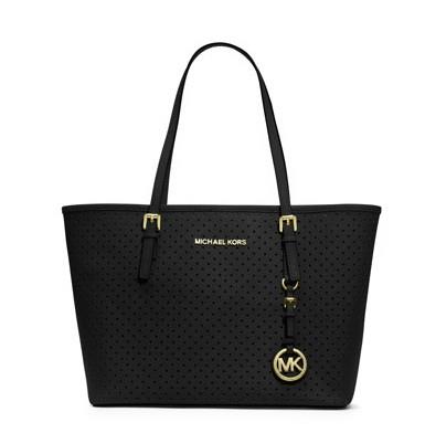 michael kors jet set perforert reise tote svart Vakker Ingen Skatt tfoxo